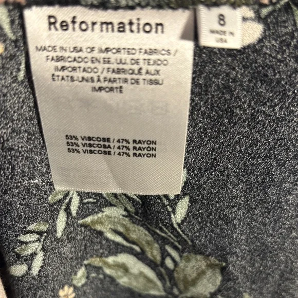 Reformation Black Maxi Dress with Peach and Green Floral Print - Picture 7 of 10